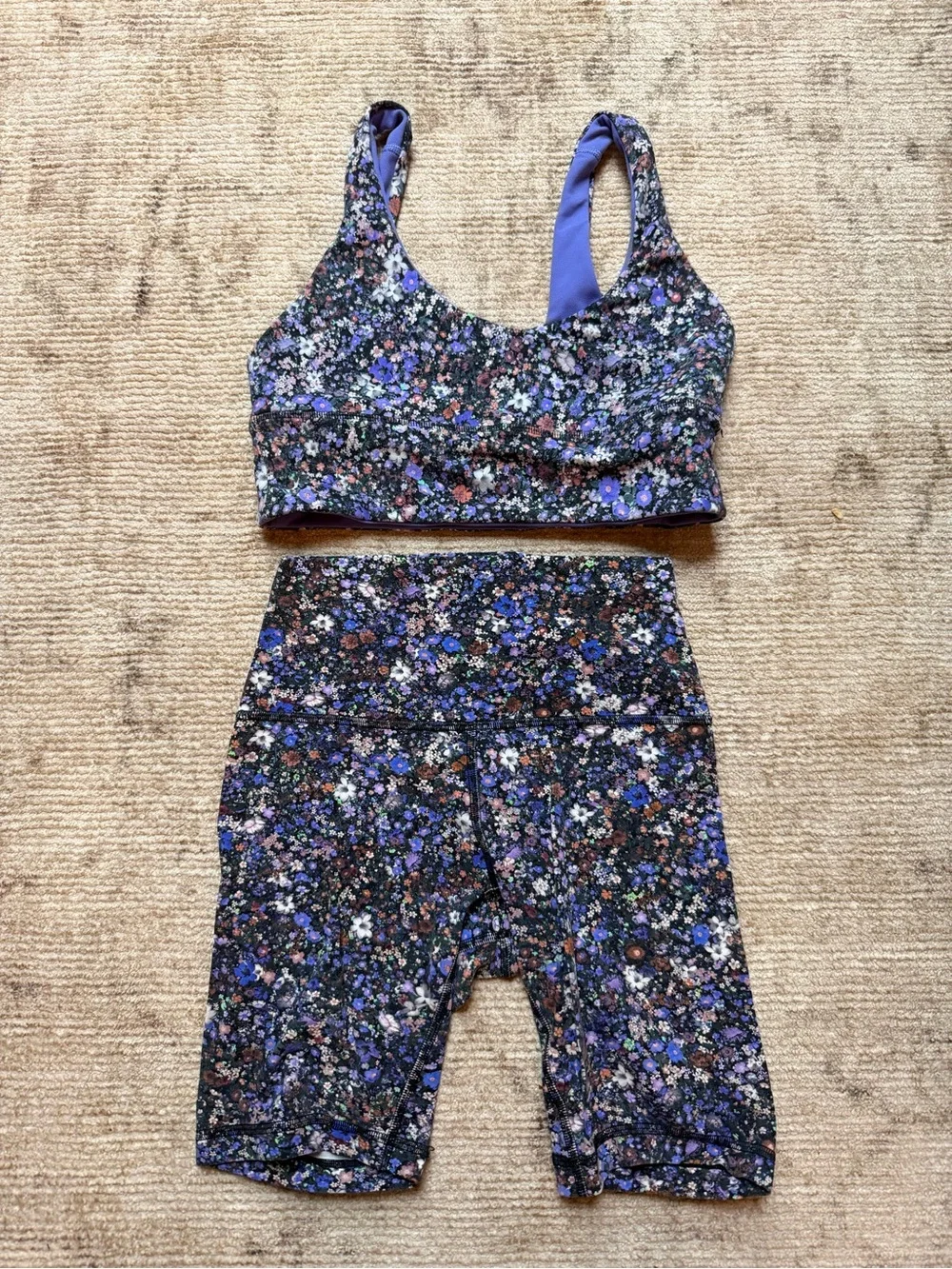 lululemon athletica Purple Floral Scoop Neck Sports Bra Tank